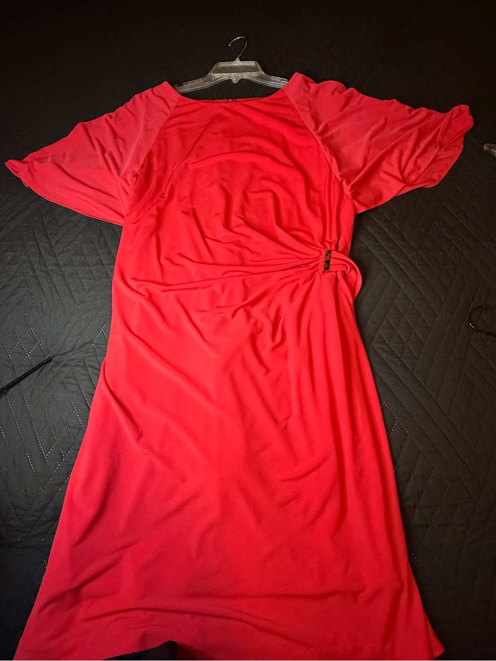 Tahari Red Midi Dress with Side-Ring Detail